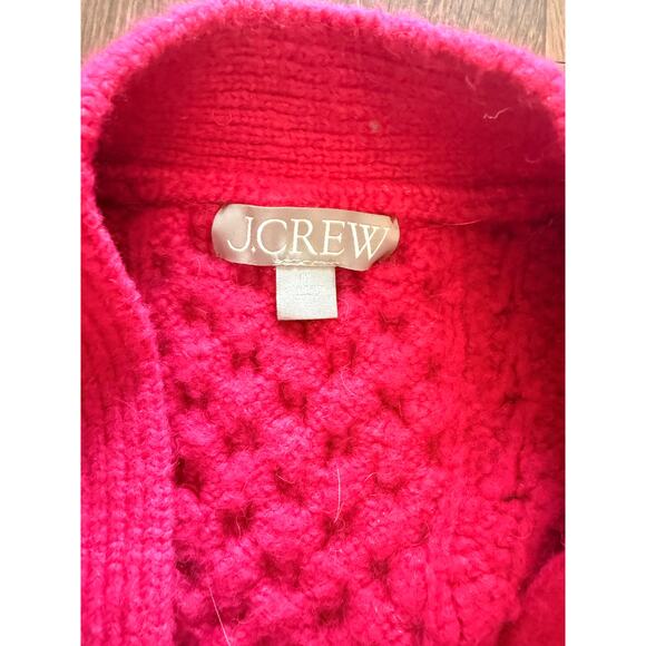 J.Crew cable-knit stretch cardigan sweater Bright Pink Size Medium - Picture 5 of 5
